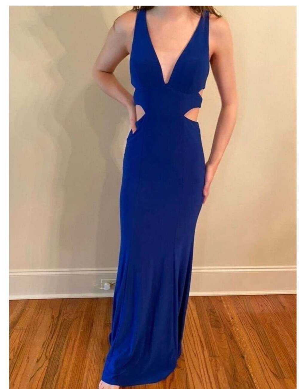 GB Size 5 Royal Blue Cutout Formal Maxi Dress